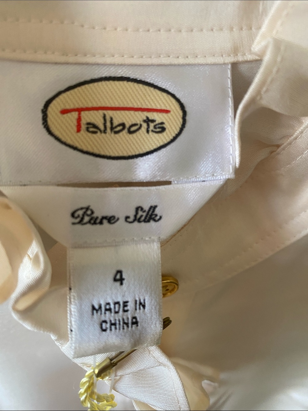 Talbots Cream Sleeveless Silk Ruffle-Neck Shell - Picture 3 of 4